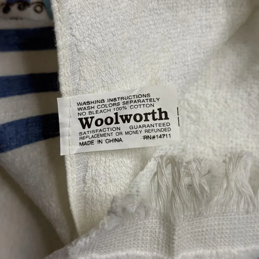 Woolworth Vintage Blue Floral Kitchen Towels Set Of 3 Cotton Country